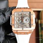 Swiss Quality Copy Hublot Unico Square Bang Chronograph Watch White-Rose Gold